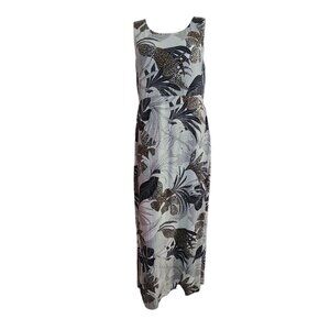 Chicos Dress Size 1 Womens 8/10 Brown White Floral Animal Print Maxi Long Length